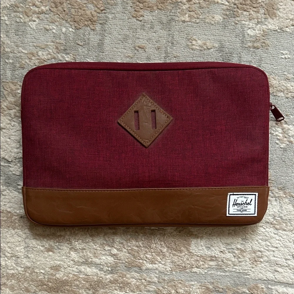 Herschel Supply Company Burgundy and Tan Laptop Sleeve